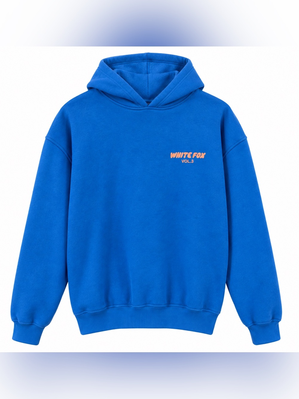 White Fox Vol 3 Womens S/M Blue Oversized Hoodie Pink Logo Graphic Pullover